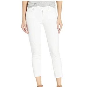 Paige Skyline Skinny Crop White Raw Hem Jeans